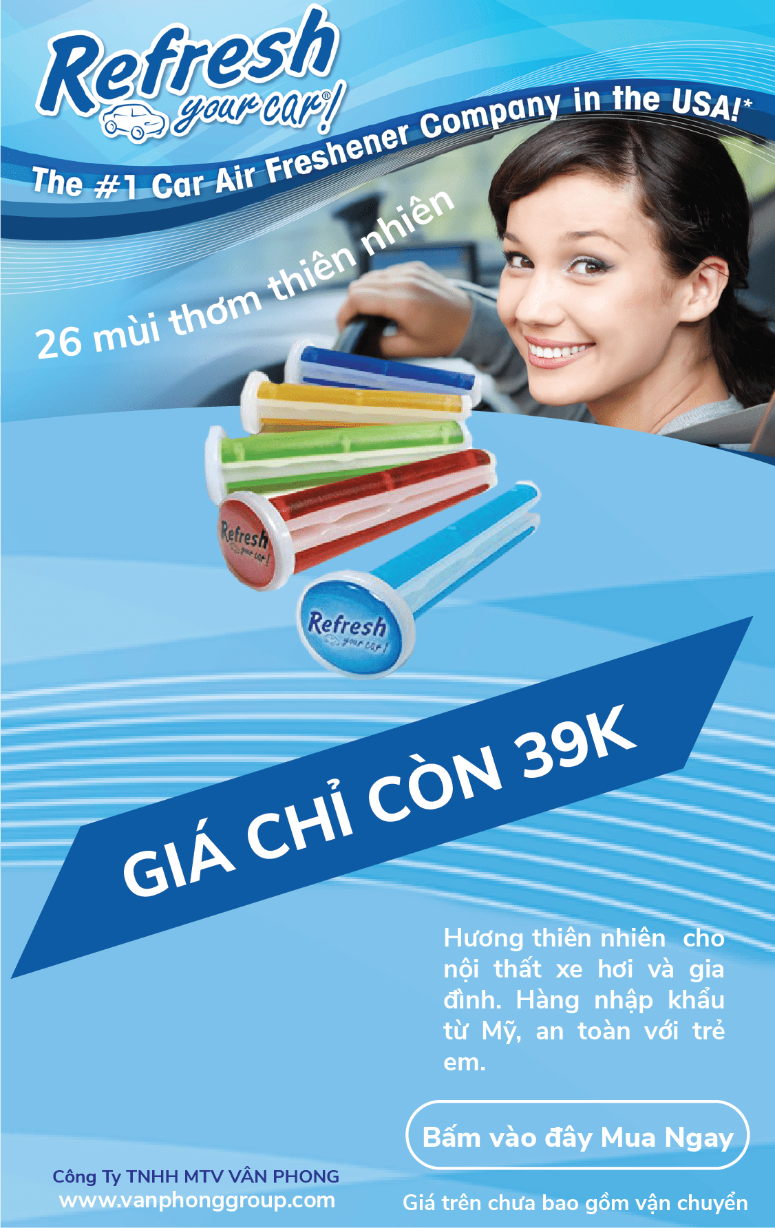 Cây thơm xe hơi Refesh your car - nhập khẩu từ mỹ - vân phong